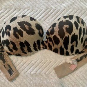 Victoria's Secret Very Sexy Strapless Bra 34B Push-Up Animal Leopard Print